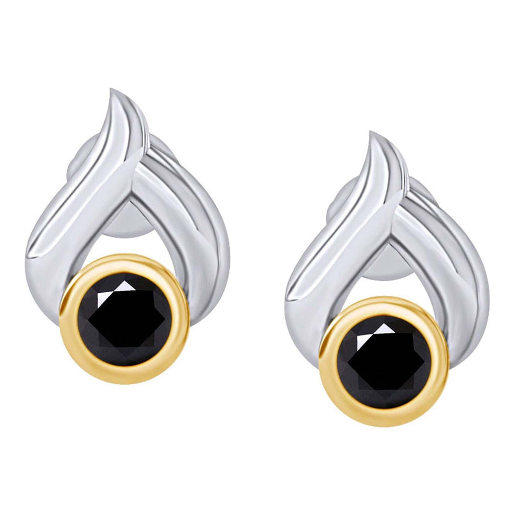 Black Natural Diamond Teardrop Stud Earrings 14k White Gold Over Sterling Silver Y756