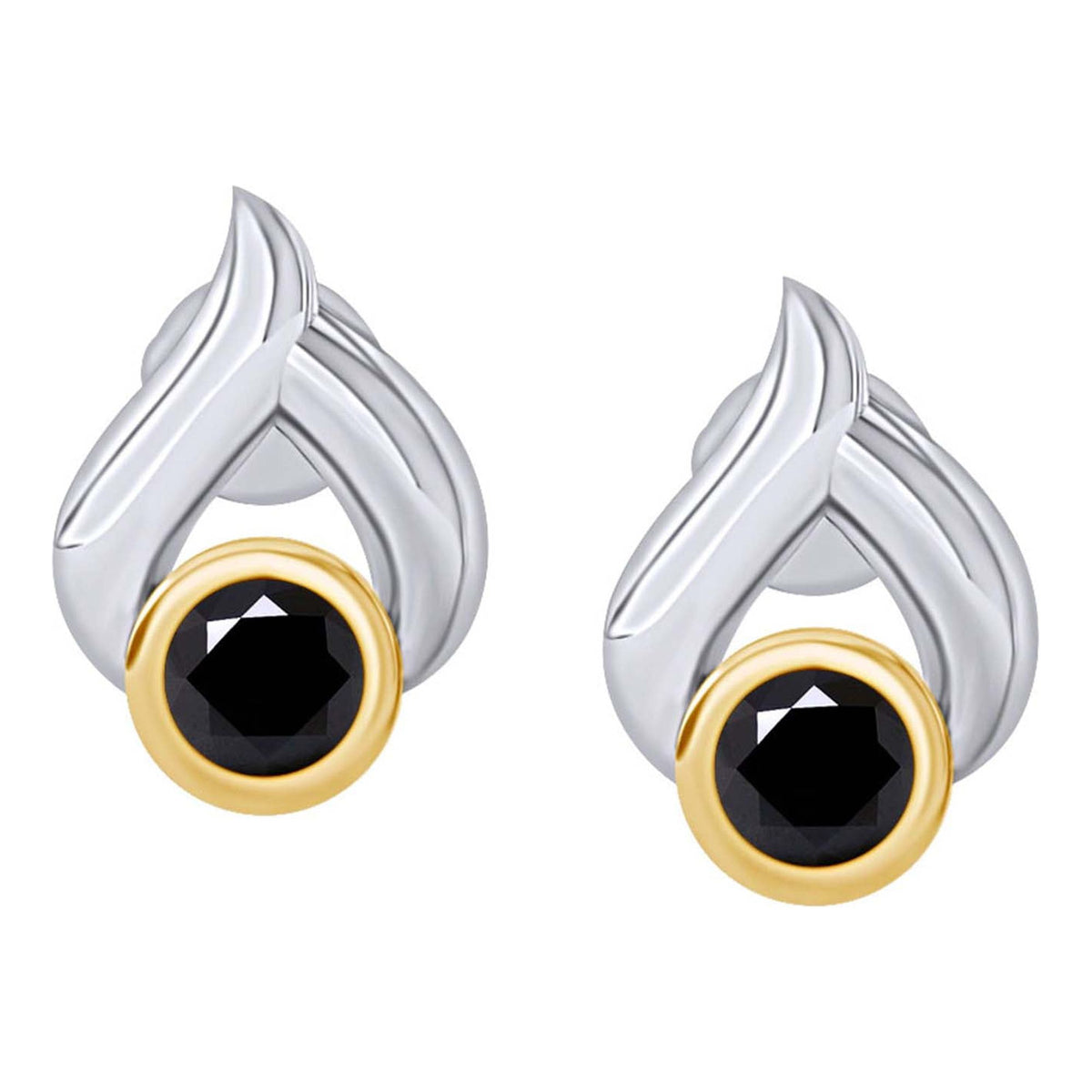 Black Natural Diamond Teardrop Stud Earrings 14k White Gold Over Sterling Silver Y756