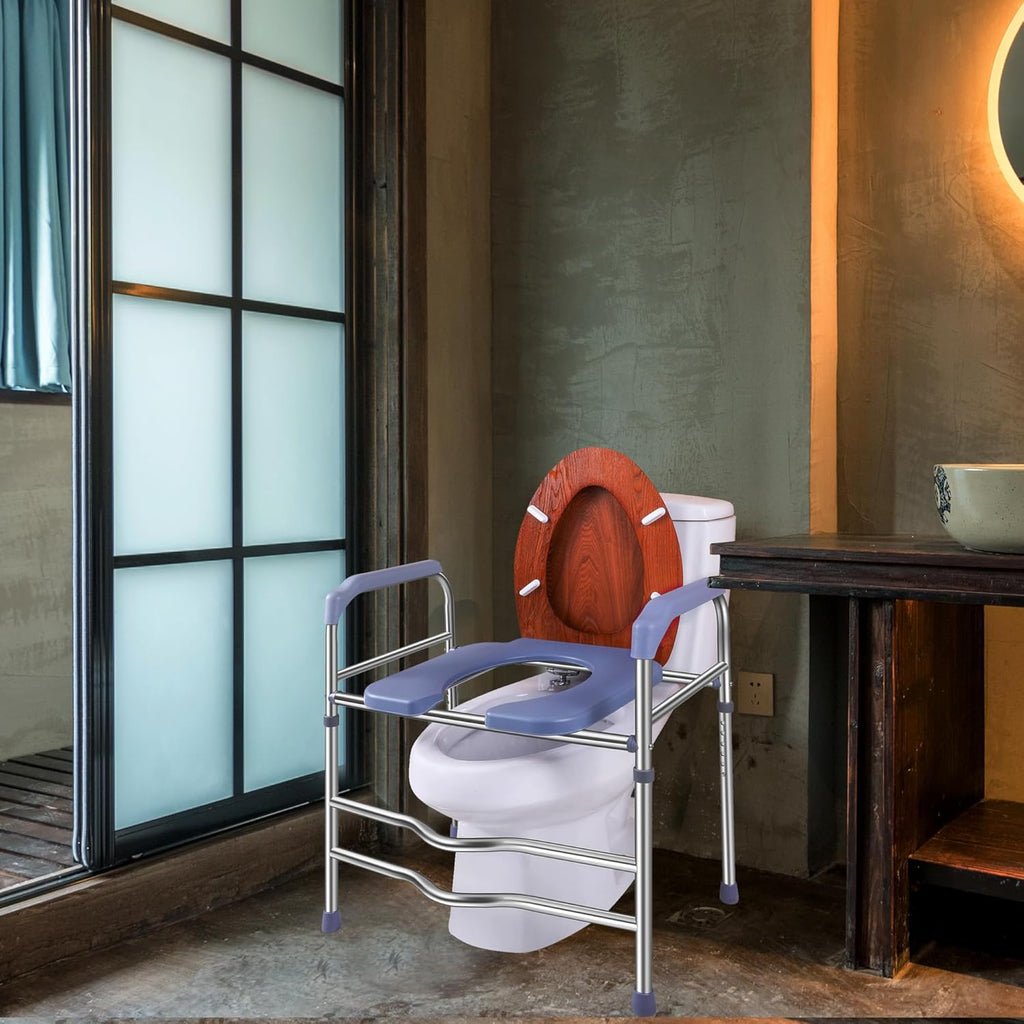 Raised Toilet Seat with Handles 400lbs, Adjustable Height D942