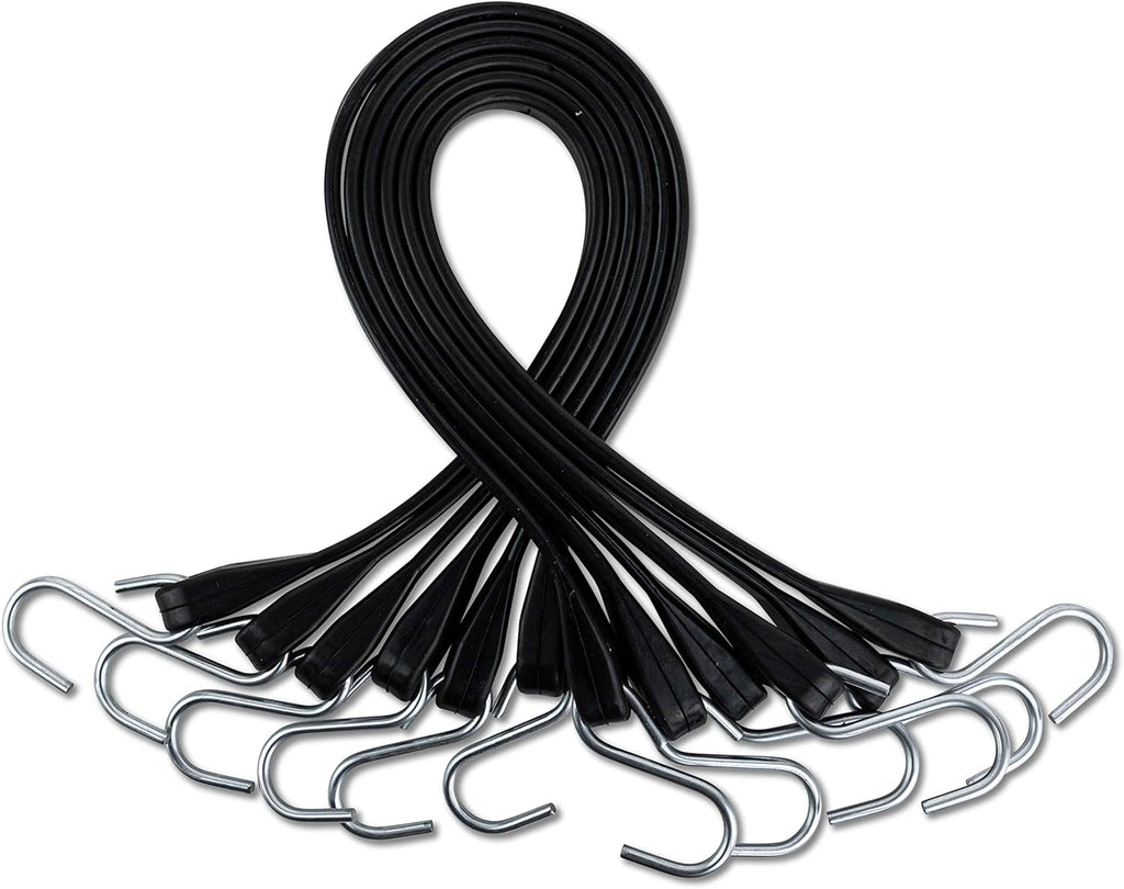 30 Pack Rubber Bungee Cords 21 Long EPDM with Crimped Hooks Q3687