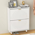 White 2 Flip Drawers Slim Shoe Cabinet G82491
