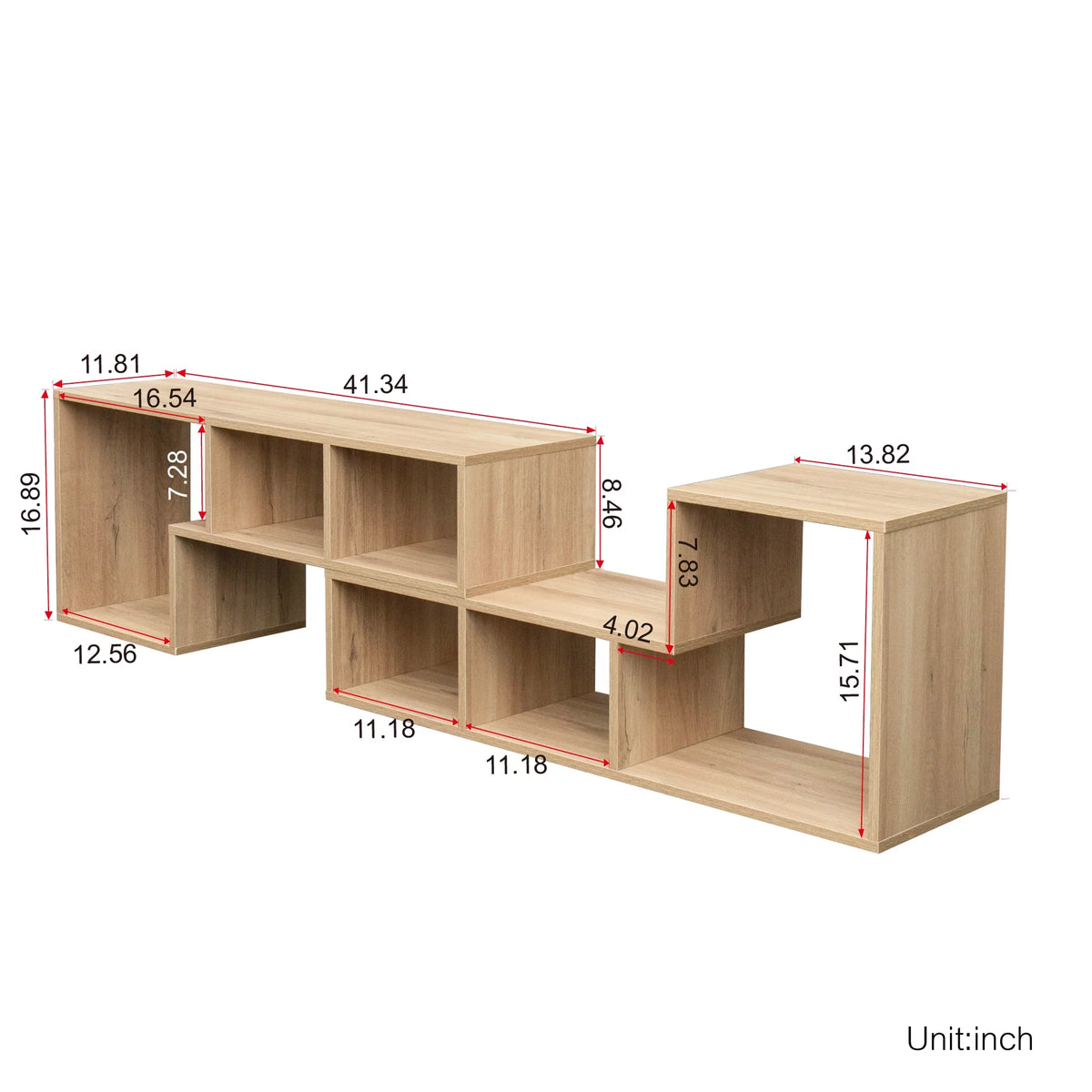 Oak L-Shaped Display Shelf Bookcase H42321