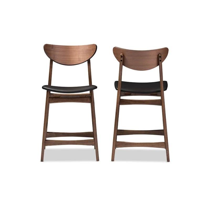 Faux Leather Counter Stool, Set of 2, Black O89548