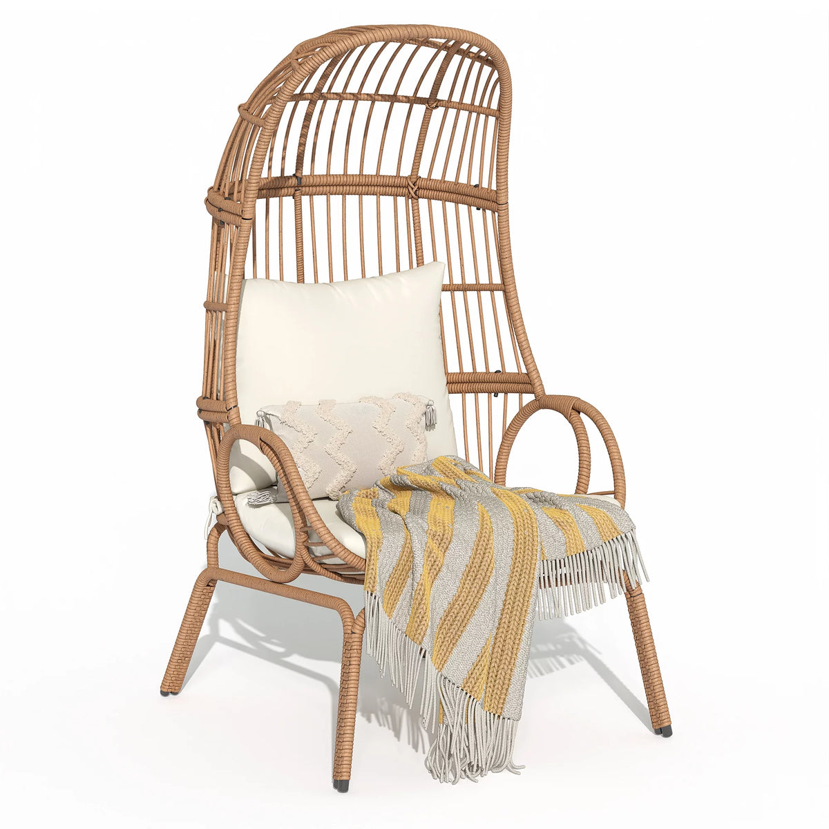 Oversized Wicker Egg Chair with Steel Frame G694990