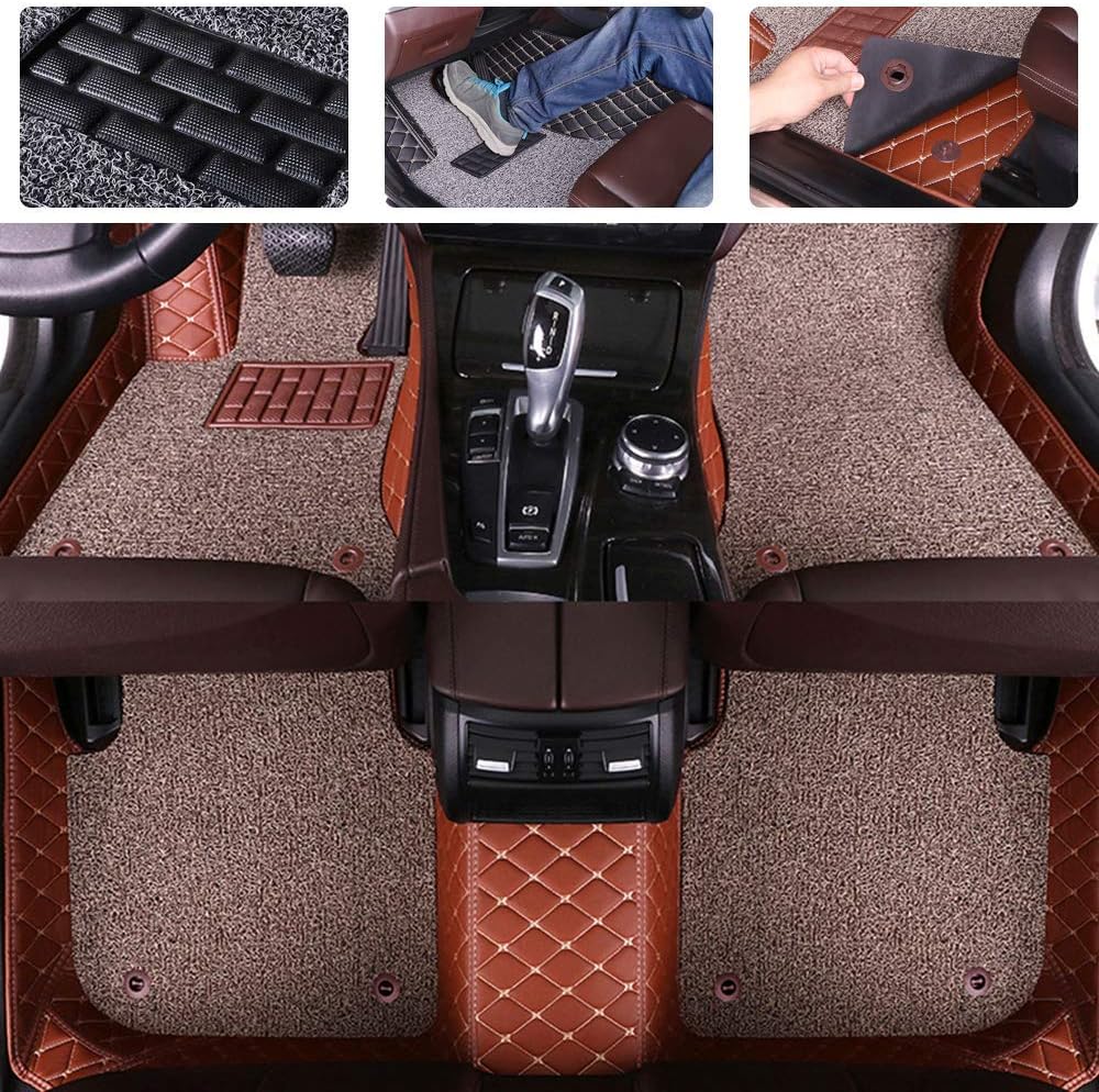 Double Layer Pu Leather & PVC Non-Slip Car Floor Mats D3330