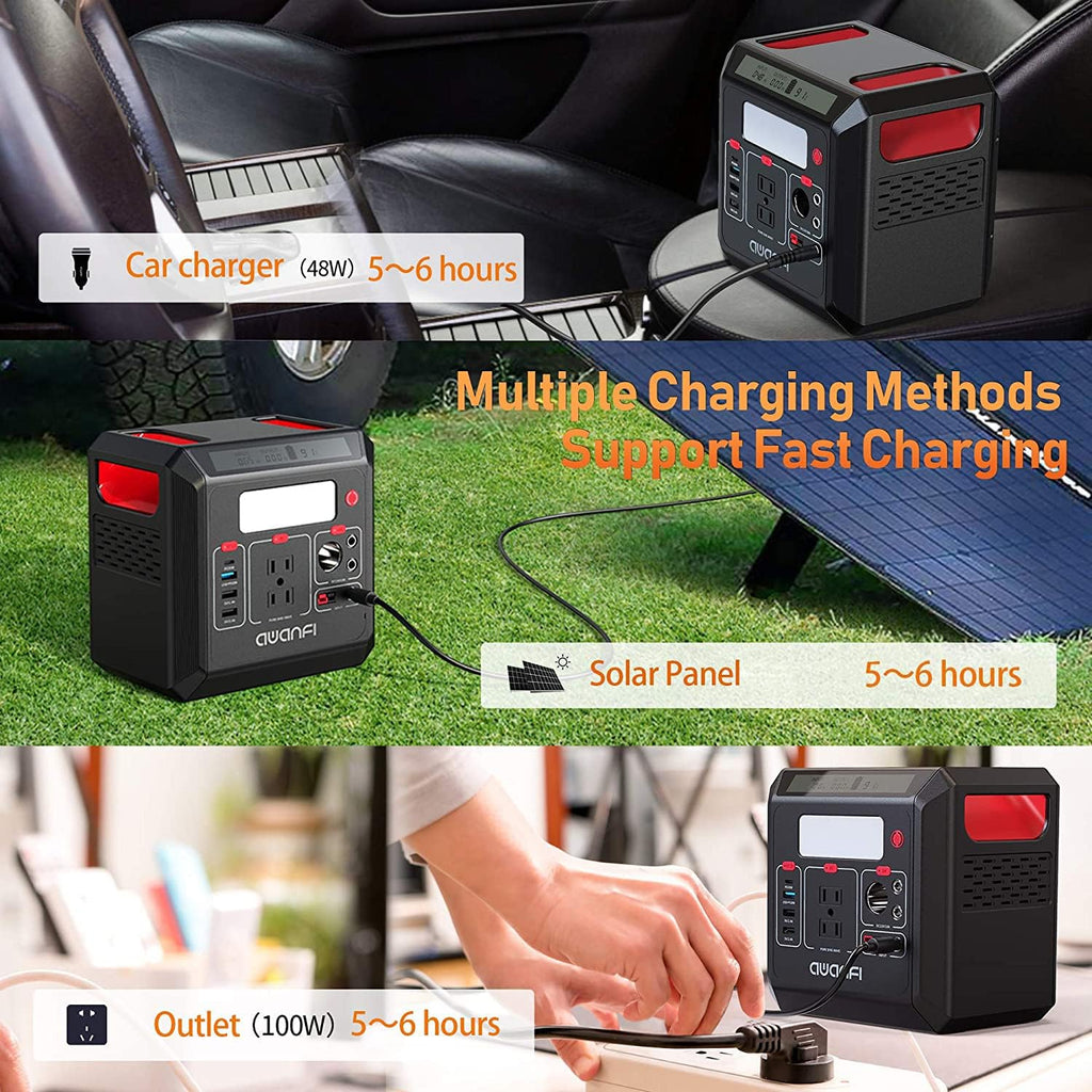 300W Portable Power Station 300Wh Solar Powered Generator with 110V AC Outlet P563509