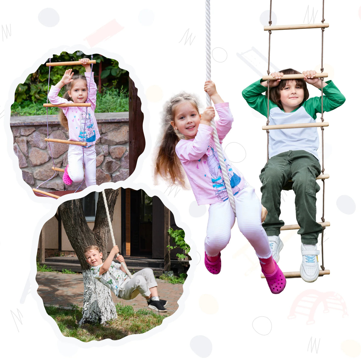 2-in-1 Rope Swing and Ladder Set for Kids Z8612