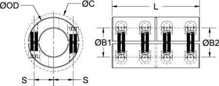 Coupling, Two Piece, Bore Dia 10 mm K9052