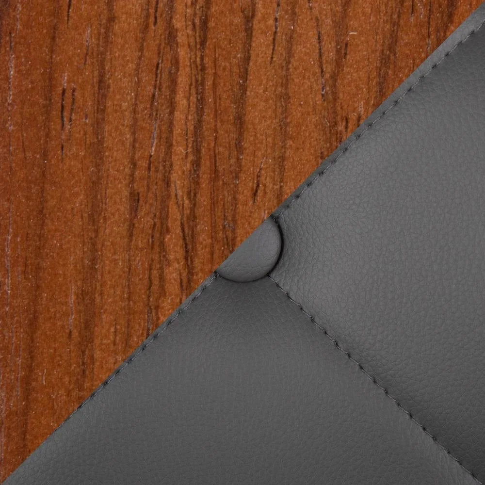 Grey Faux Leather Walnut Wood Dining Chair Set of 2 M864