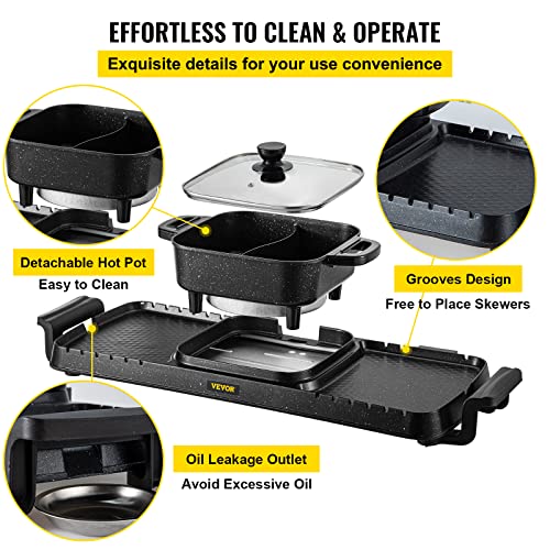 Electric Grill Hot Pot 2 in 1, Non-Stick Pan R9556