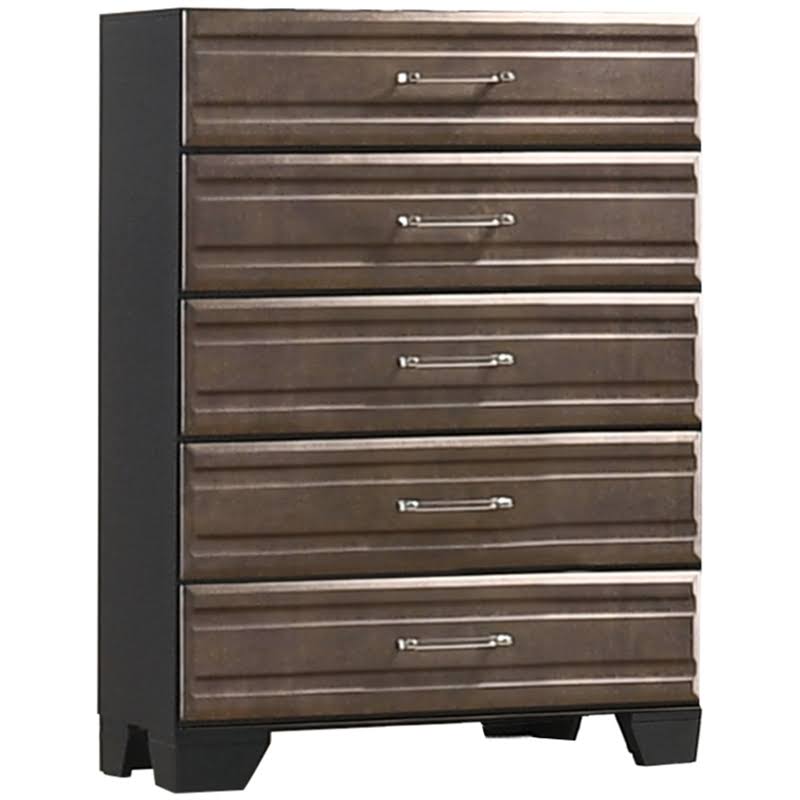 5 Drawer Chest in Dark Gray and Metallic Brown Wood C843030