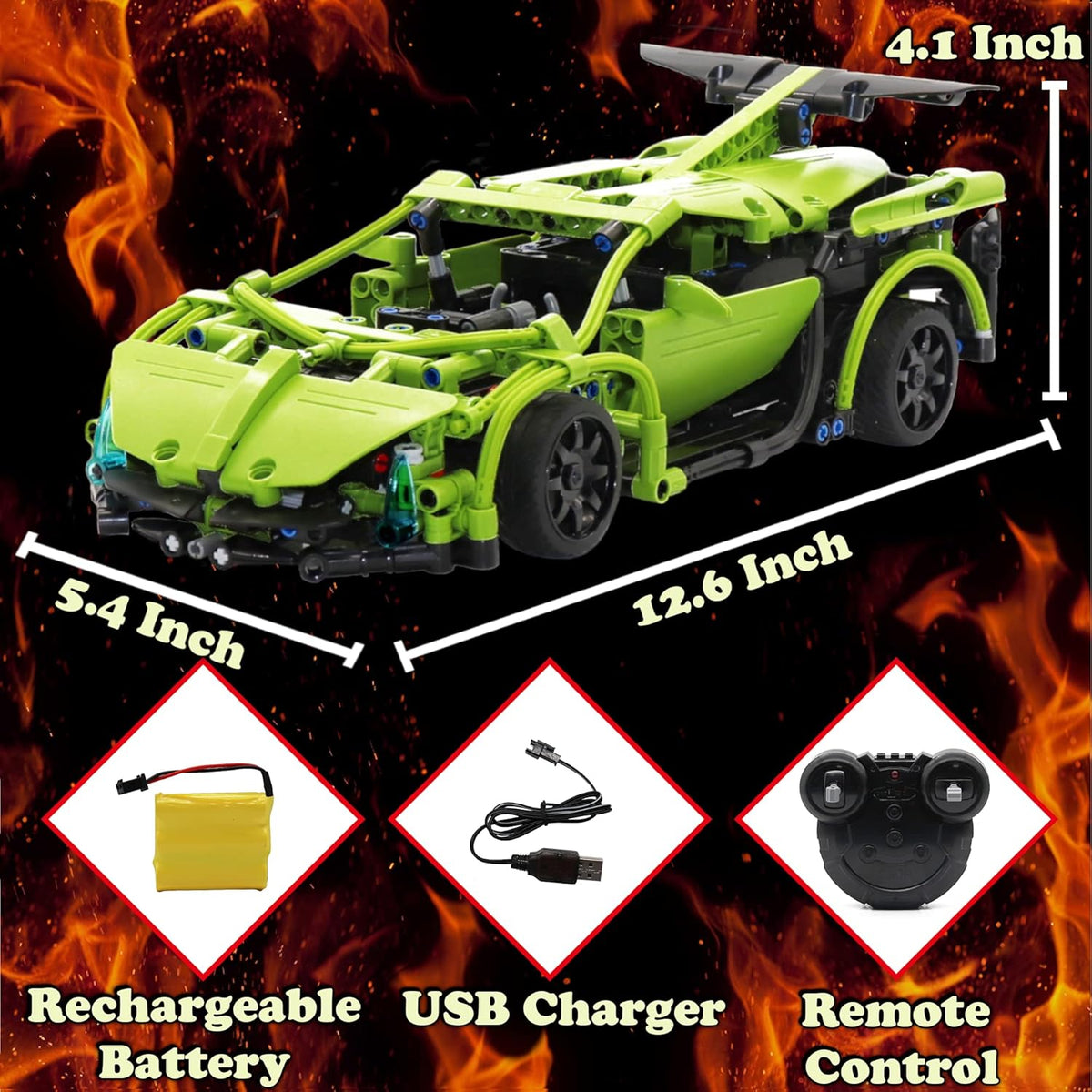 Build Your Own RC Car Kit, 453pc Stem Building Sets A2575