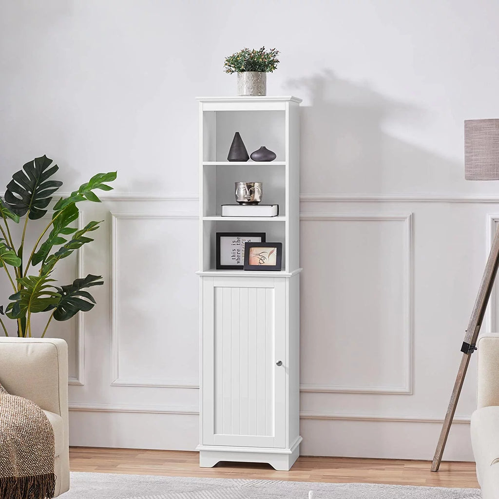 Tall White Bathroom Floor Cabinet with 3 Shelves G3134