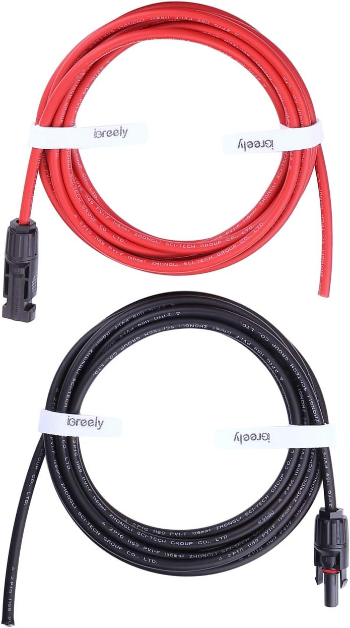 50 Feet 10AWG Solar Extension Cable with Female and Male Connector B8778