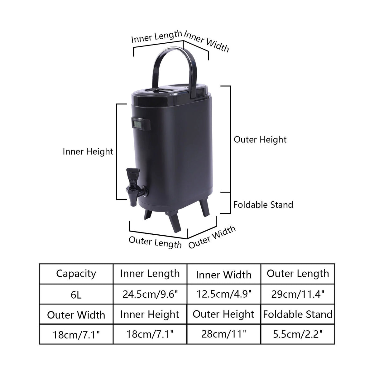 6L Stainless Steel Insulated Beverage Dispenser J7389