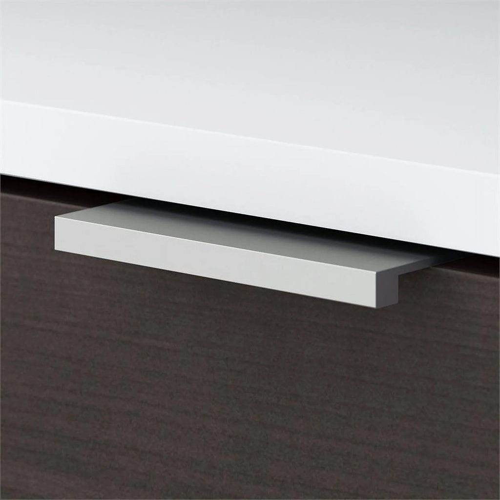 72" L Shaped Desk in White and Storm Gray N258695