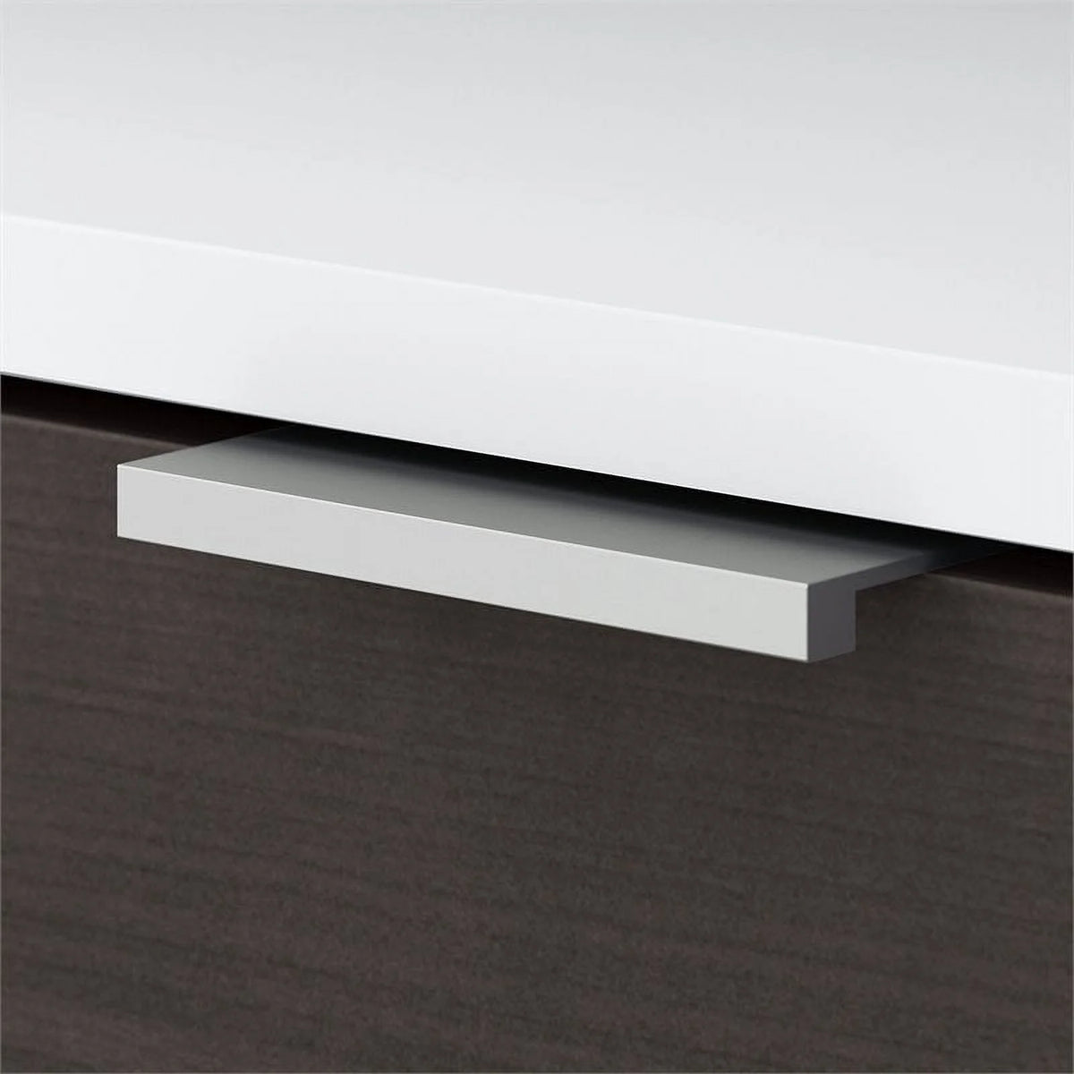 72" L Shaped Desk in White and Storm Gray N258695
