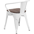 Metal Dining Arm Chair in White Y911316