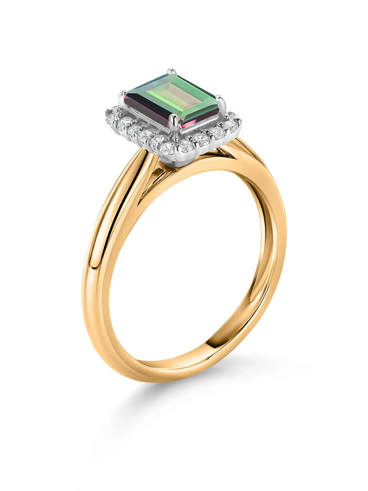 1.16 Ct Green Mystic Topaz Halo Engagement Ring C3283