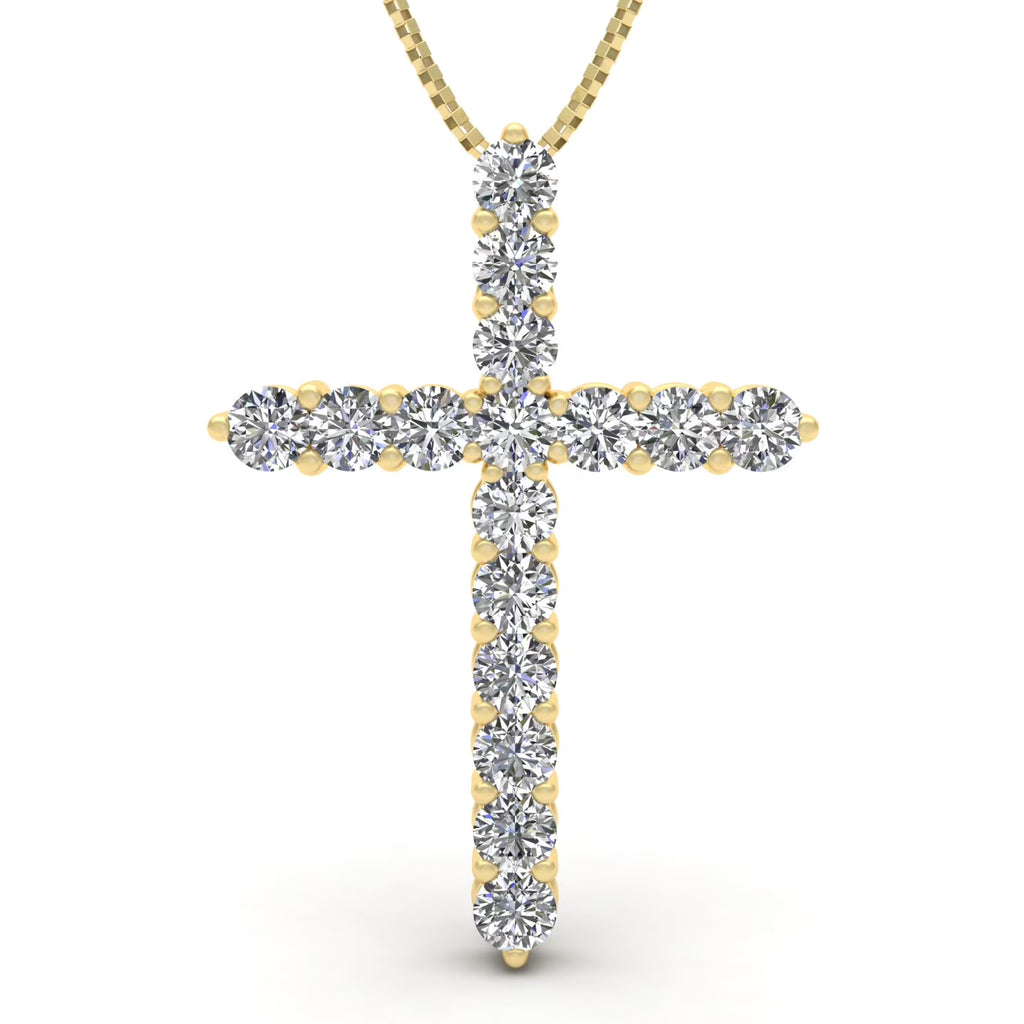 14k Yellow Gold Diamond Cross Pendant Necklace E61135