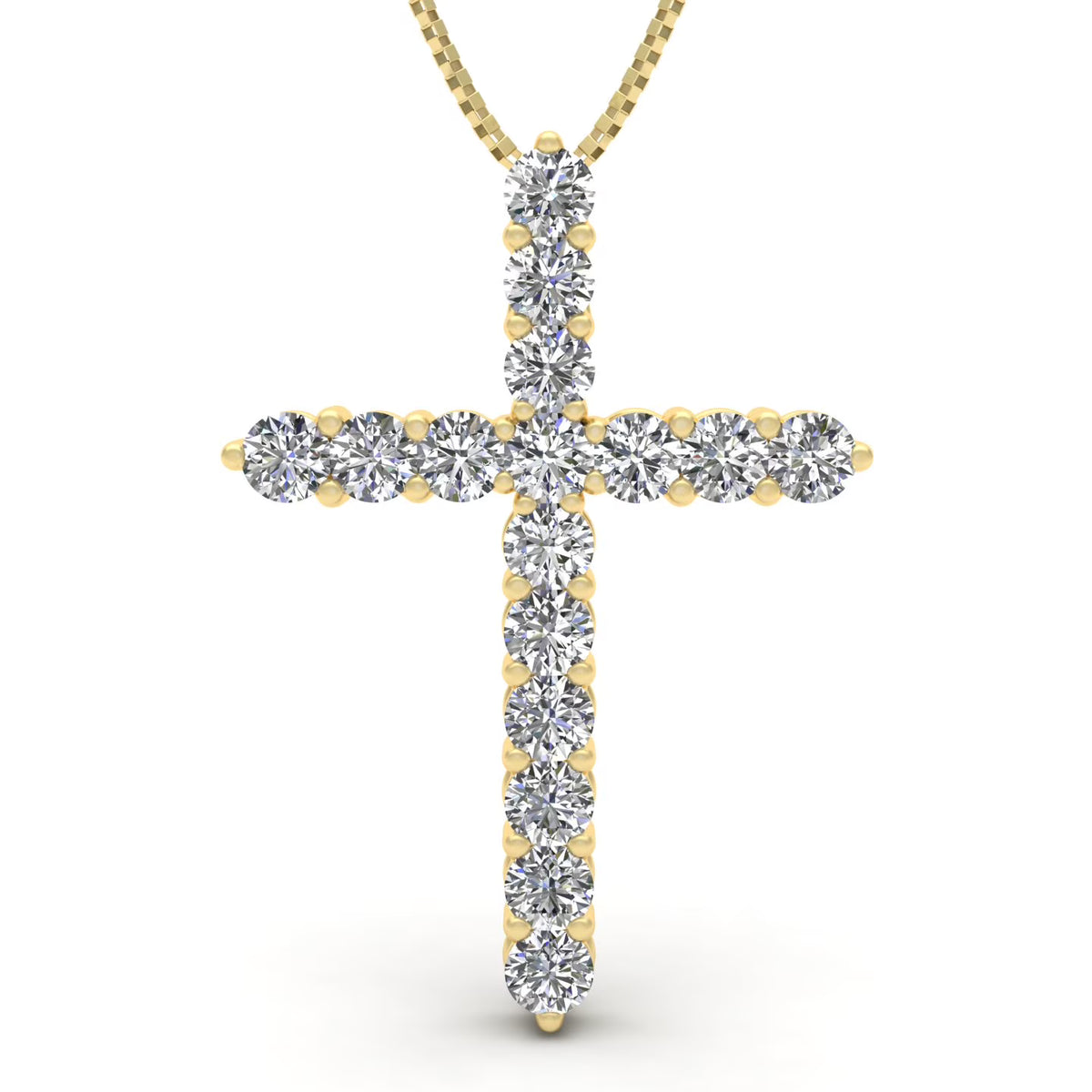 14k Yellow Gold Diamond Cross Pendant Necklace E61135