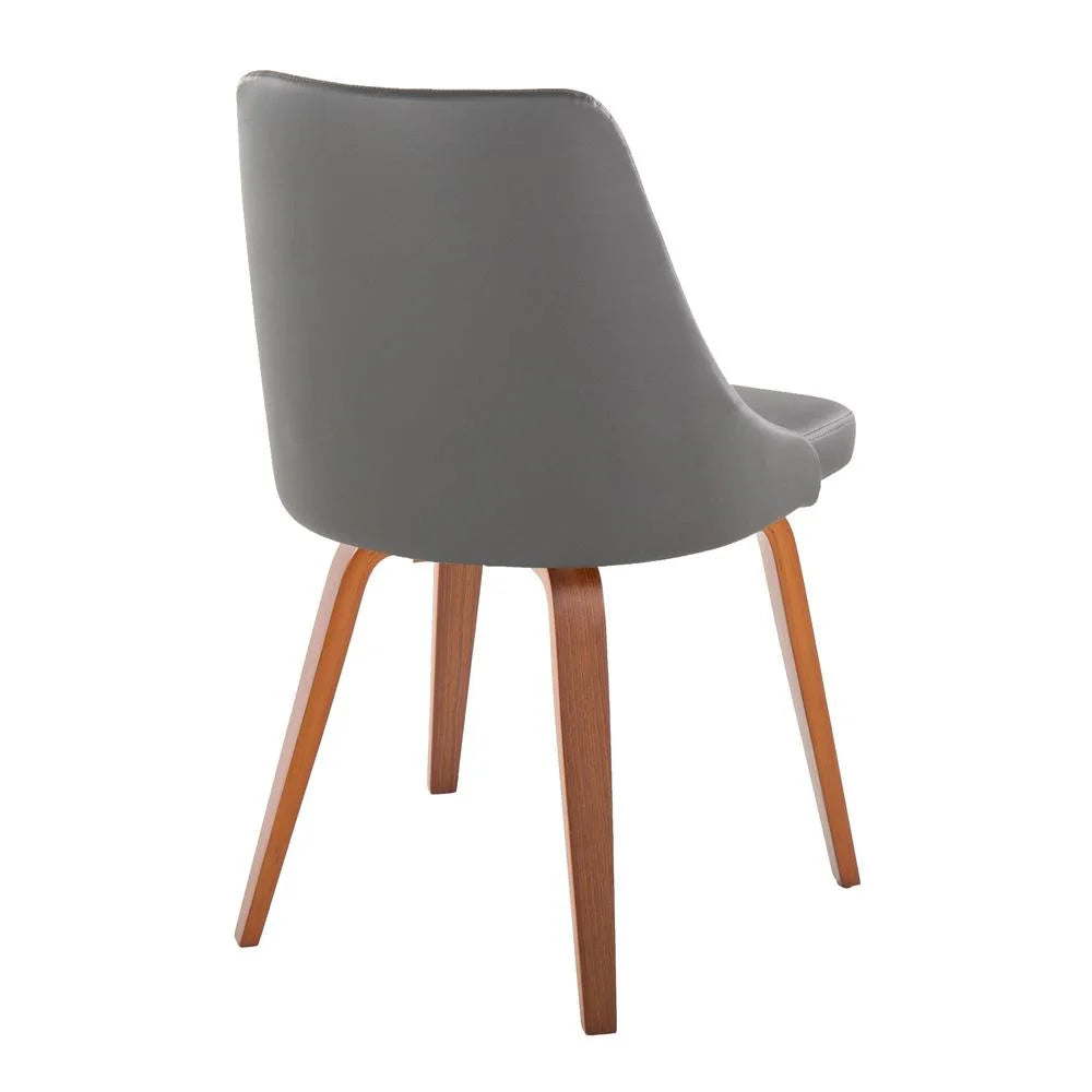 Grey Faux Leather Walnut Wood Dining Chair Set of 2 M864