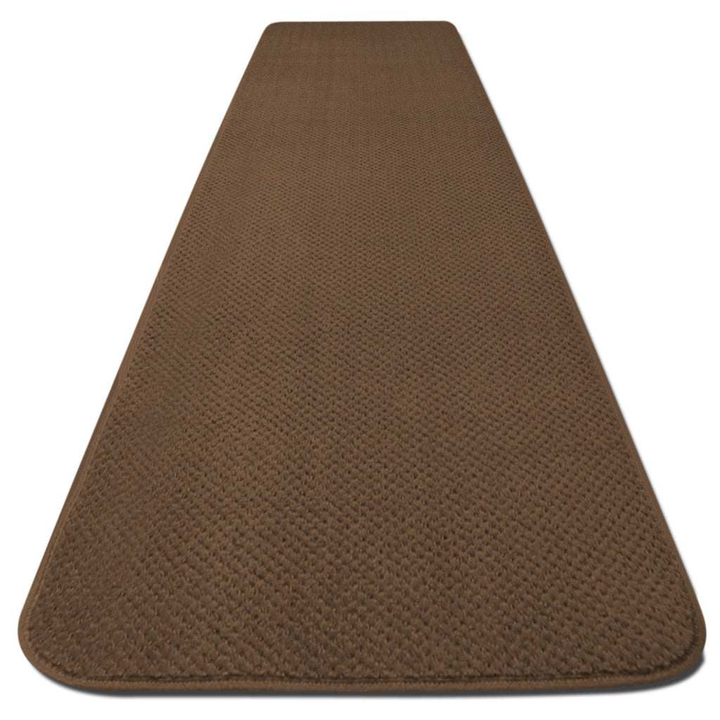 Toffee Brown 22 ft. x 27 in. Skid-Resistant Carpet Runner M789763