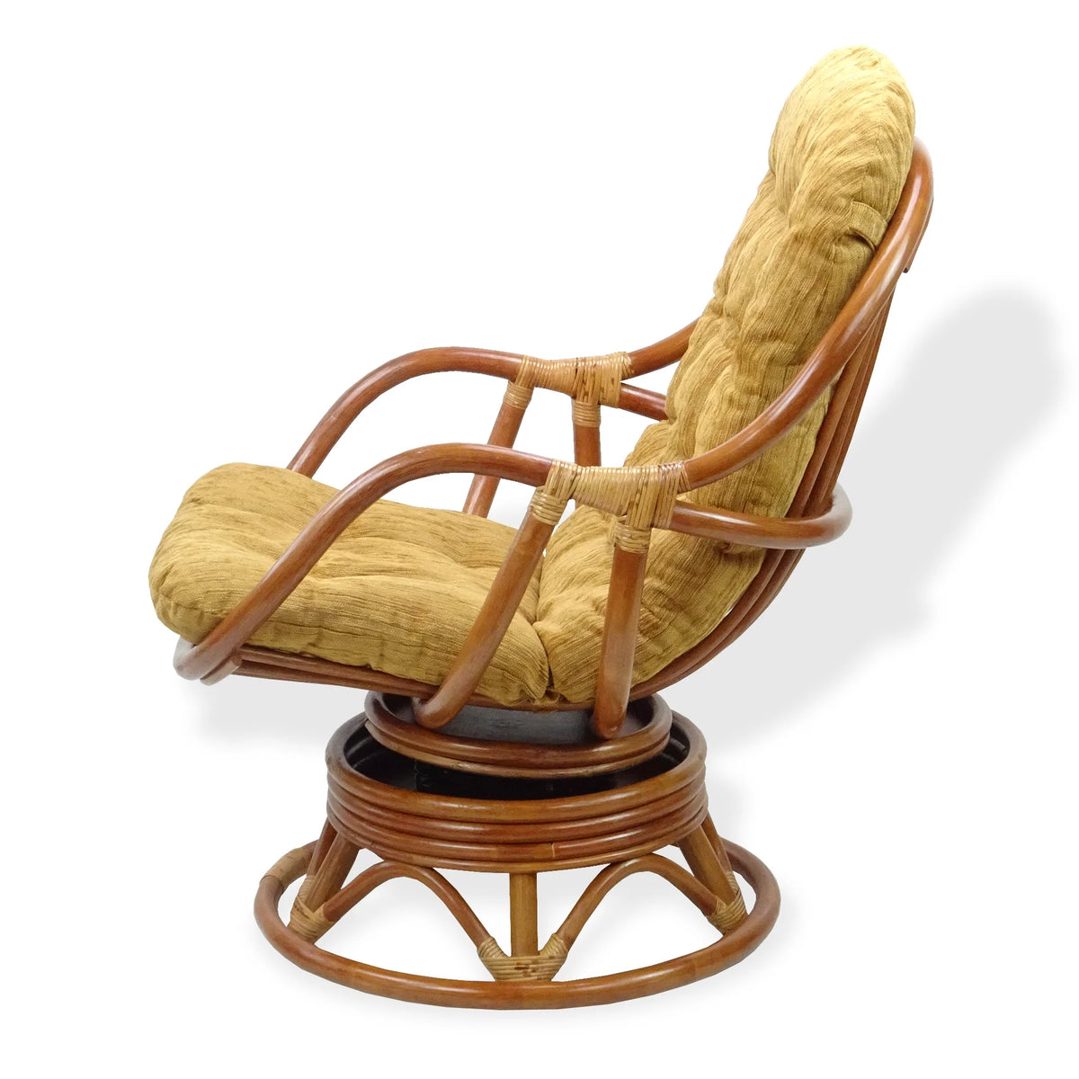 Natural Rattan Wicker Swivel Rocking Chair with Light Brown Cushion M790