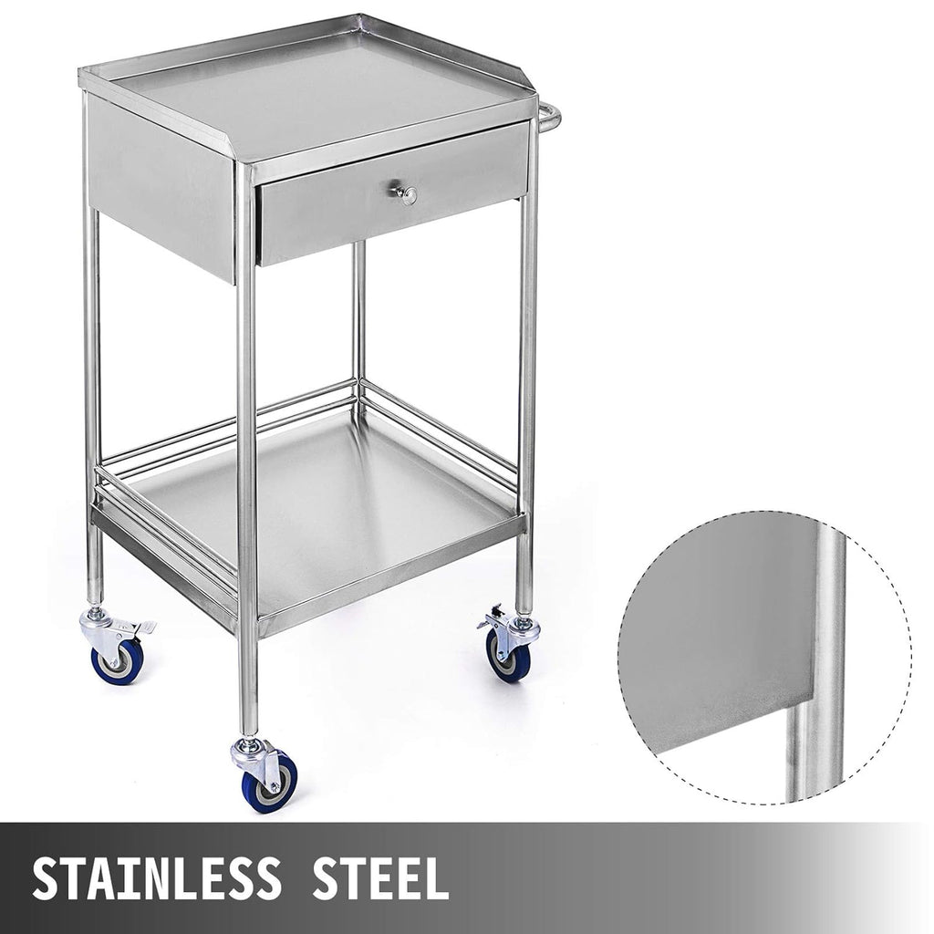 Stainless Steel Utility Cart with 2 Shelves and 1 Drawer T7859