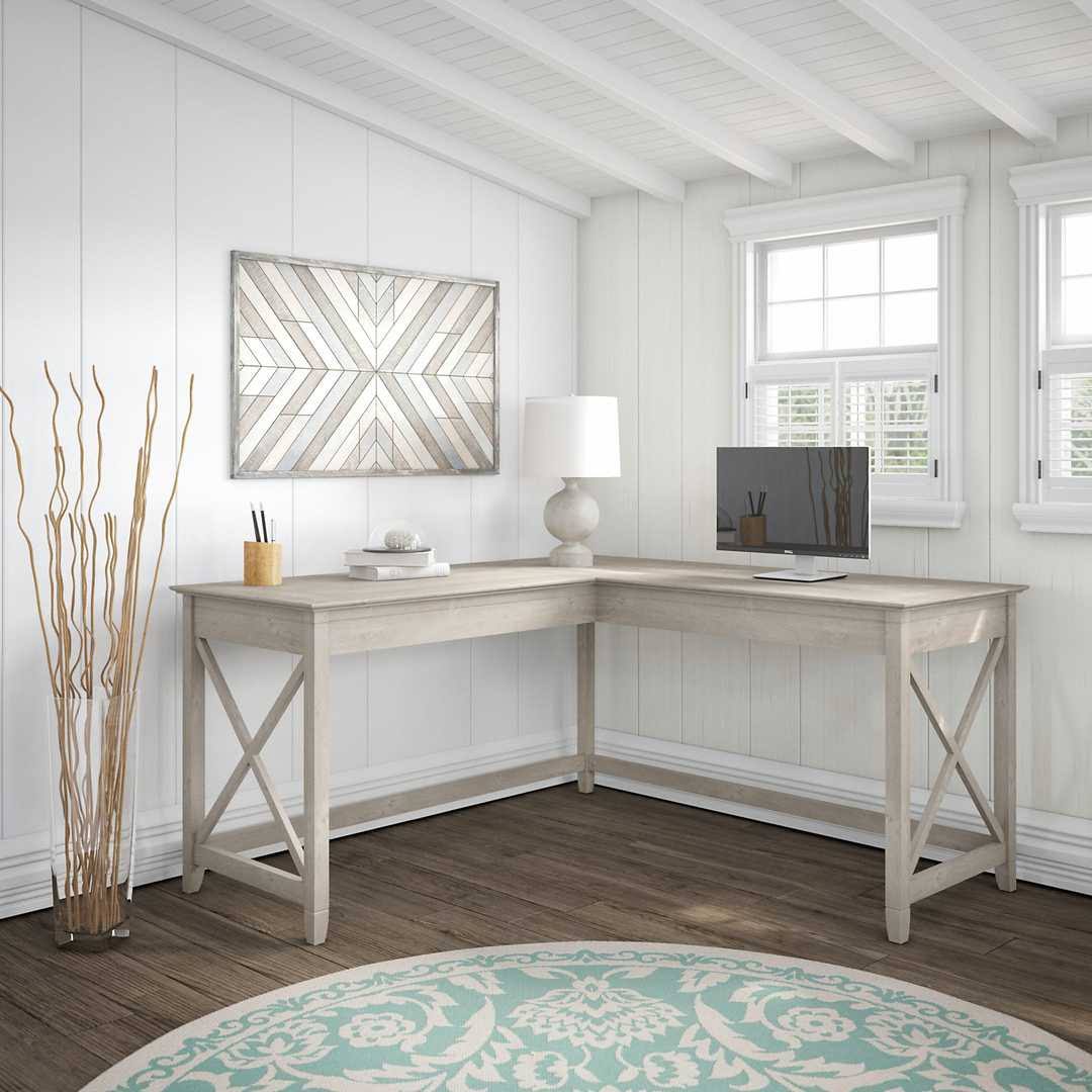 60W L Shaped Desk, Cape Cod Gray D609