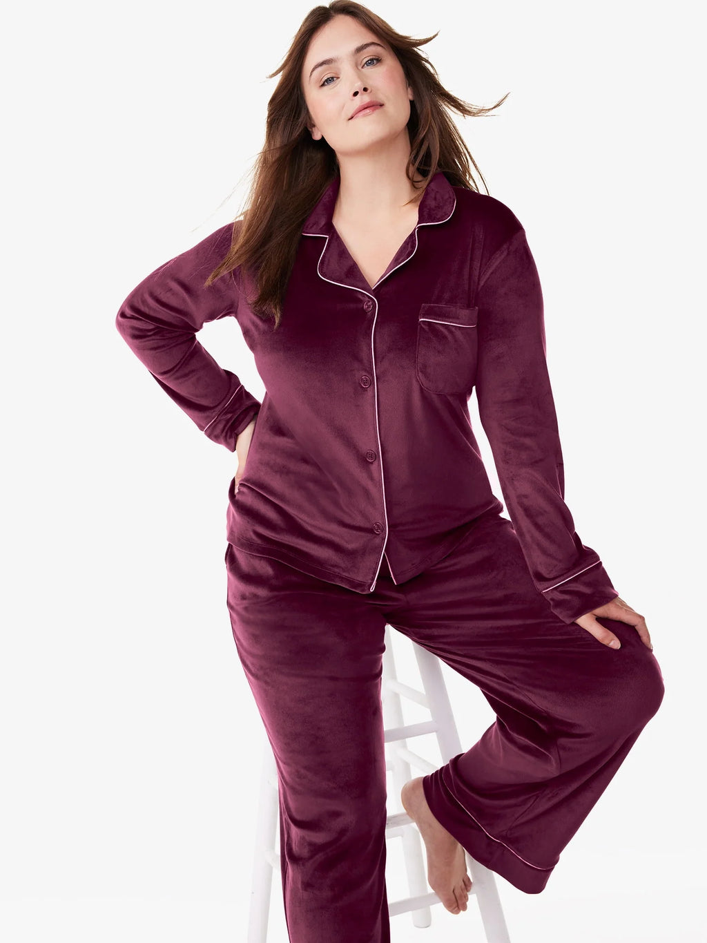 Women's 2-Piece Velour Pajama Set V612973