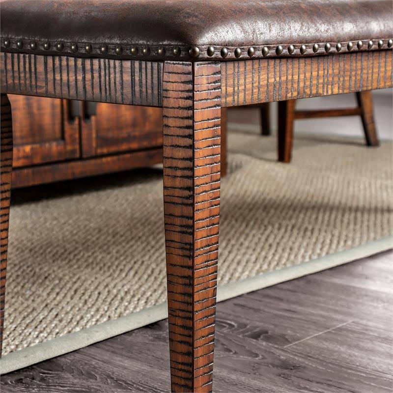 Solid Wood Nailhead Trim Bench in Dark Oak H41283
