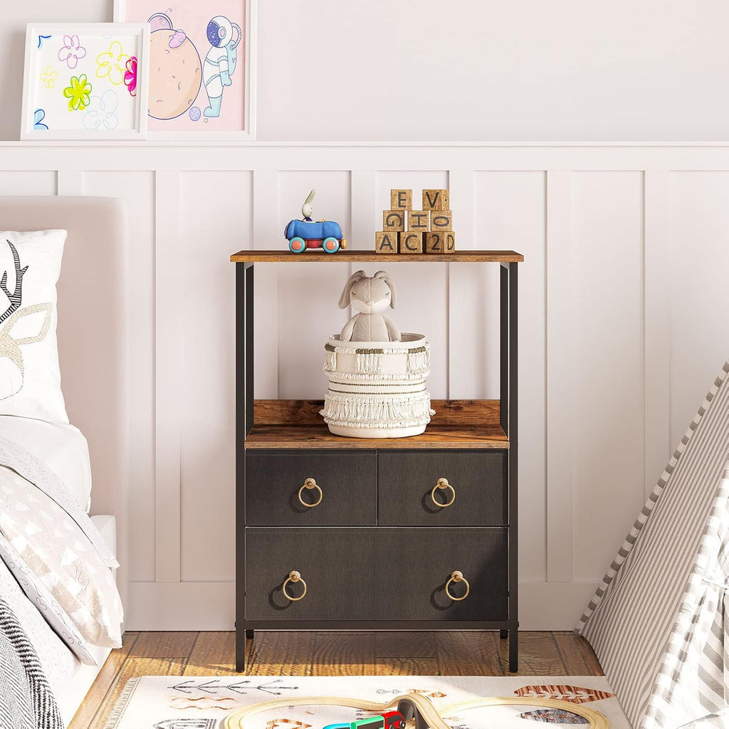 3 Drawer Steel Frame Storage Tower with Open Shelve Y1268