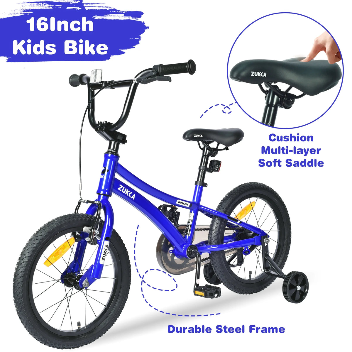 16 Inch Kids Bike with Training Wheels Orange R475