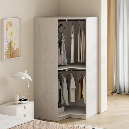 Gray Corner Wood Wardrobe E51395
