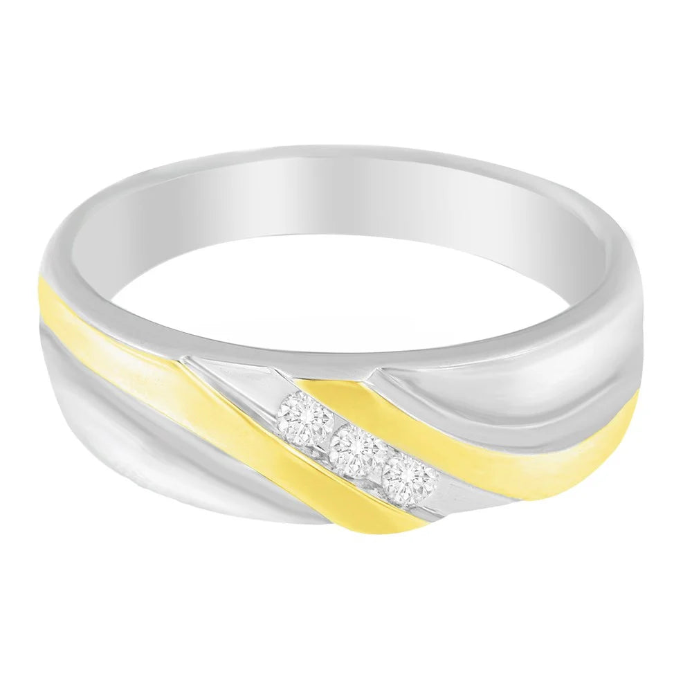 10k Two-Toned Gold Diamond 3-Stone Ring P54397