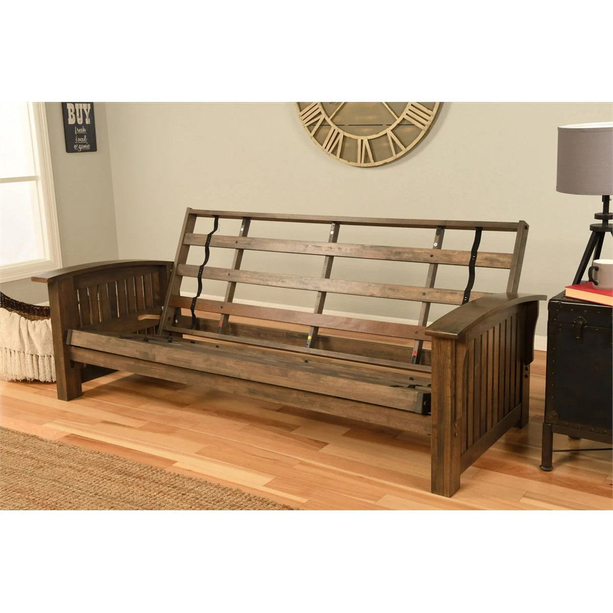 Rustic Walnut Futon with Java Brown Mattress C7108