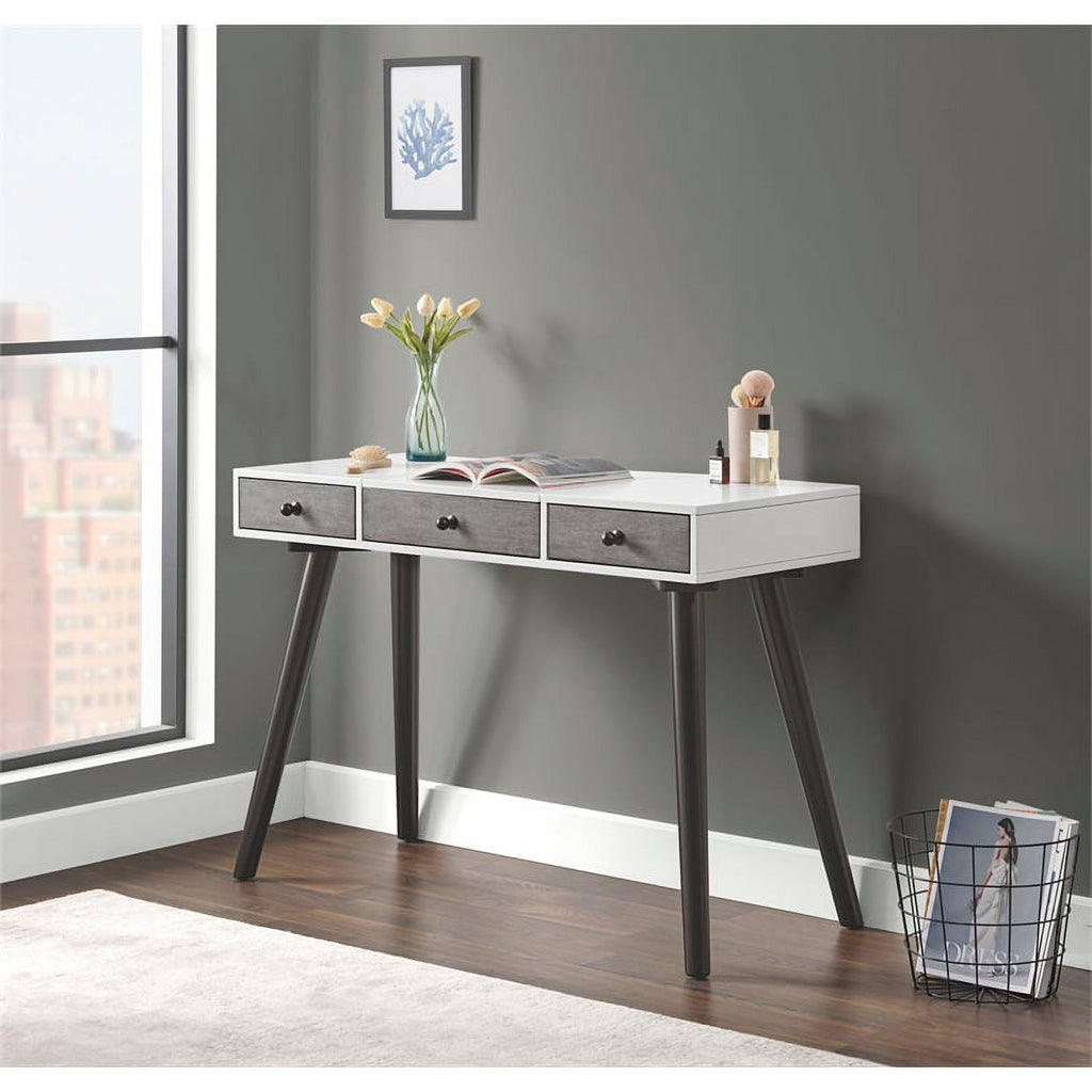 White/Gray/Black Vanity Desk with Mirror T158306