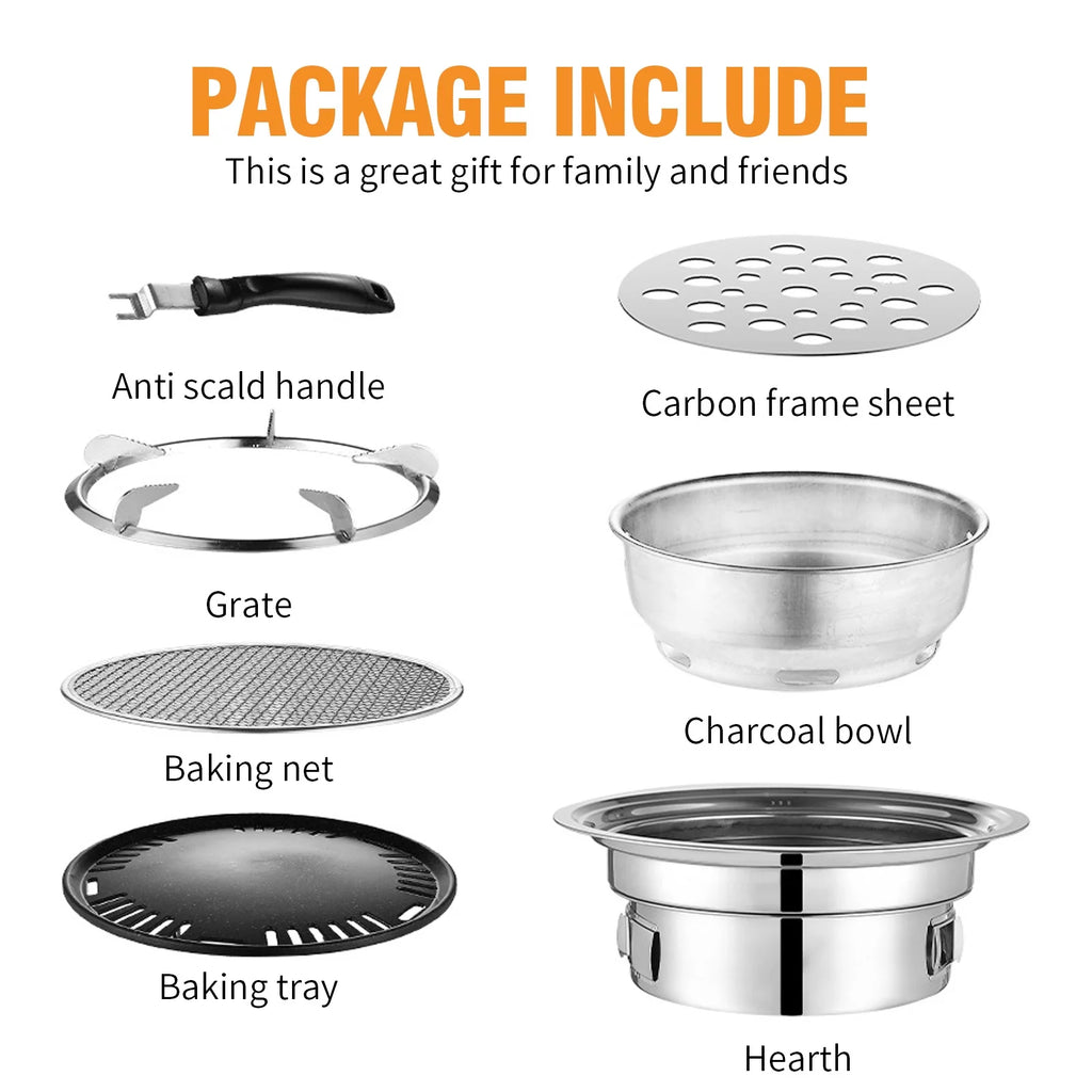 Portable Non-stick Round Charcoal BBQ Grill I81945