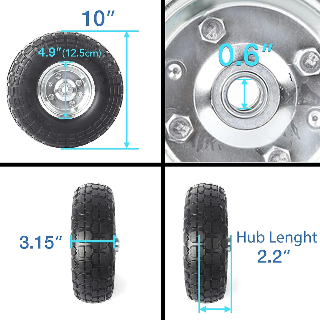 10-Inch Solid Rubber Tires and Wheels 4-Pack D47725