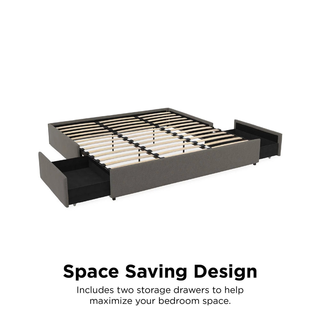 Gray Linen King Platform Bed with Storage C5562
