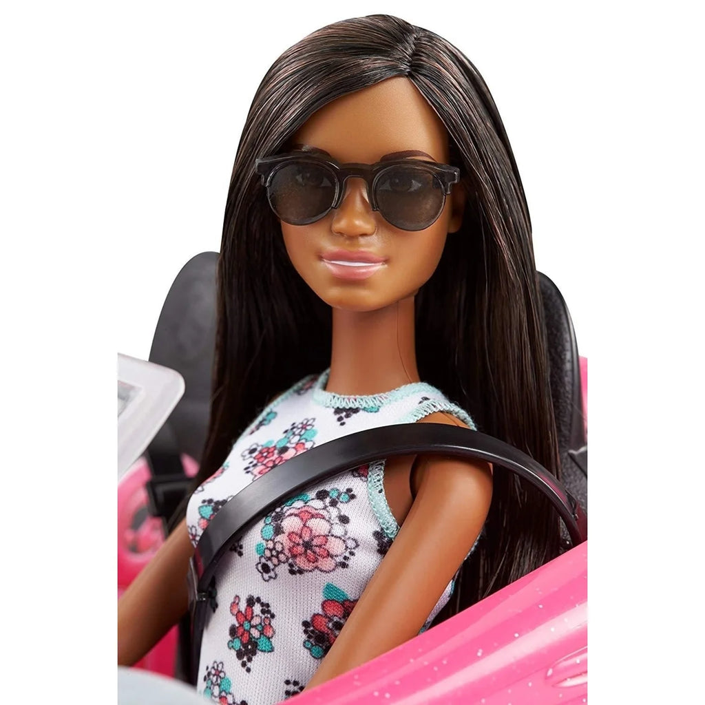 Barbie Doll & Convertible Car Brunette Figure Pink Vehicle C939911