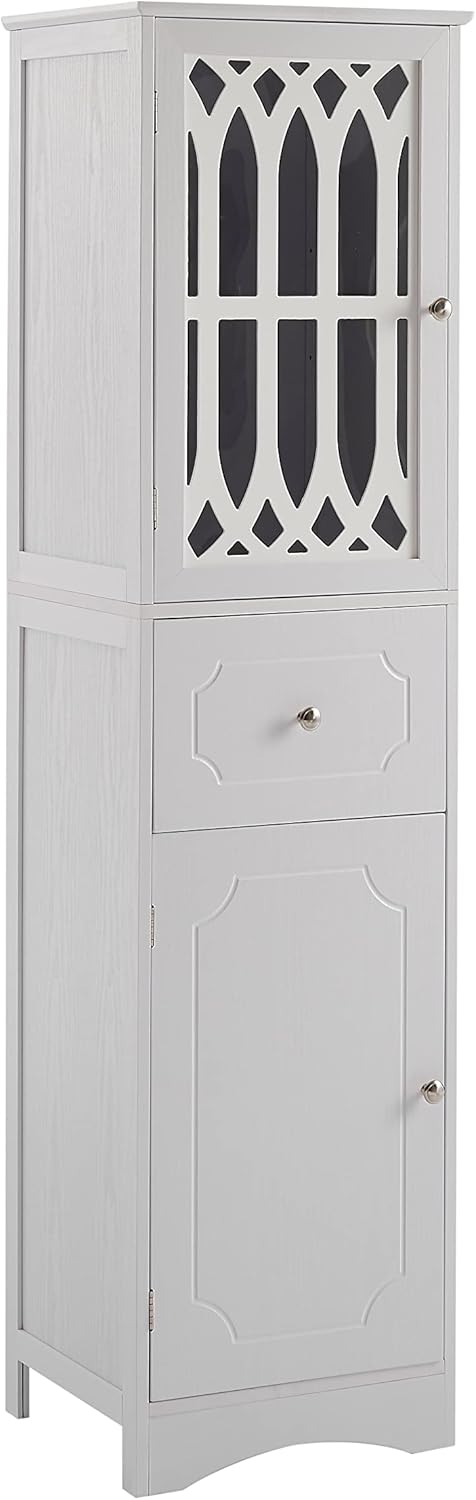 White 16.5" L x 14.2" W x 63.8" H Bathroom Storage Cabinet O78535