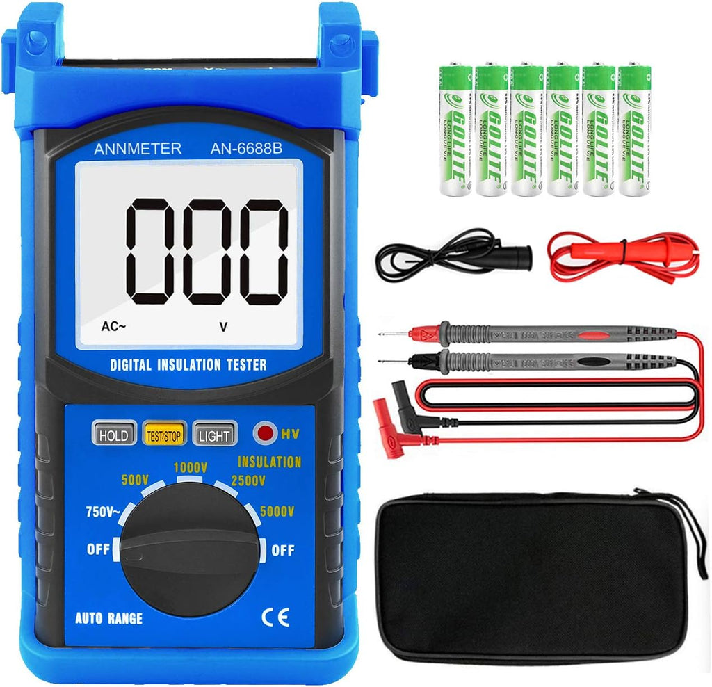 Digital Insulation Resistance Tester 5000V 200G ohms Auto Ranging Voltmeter N80824