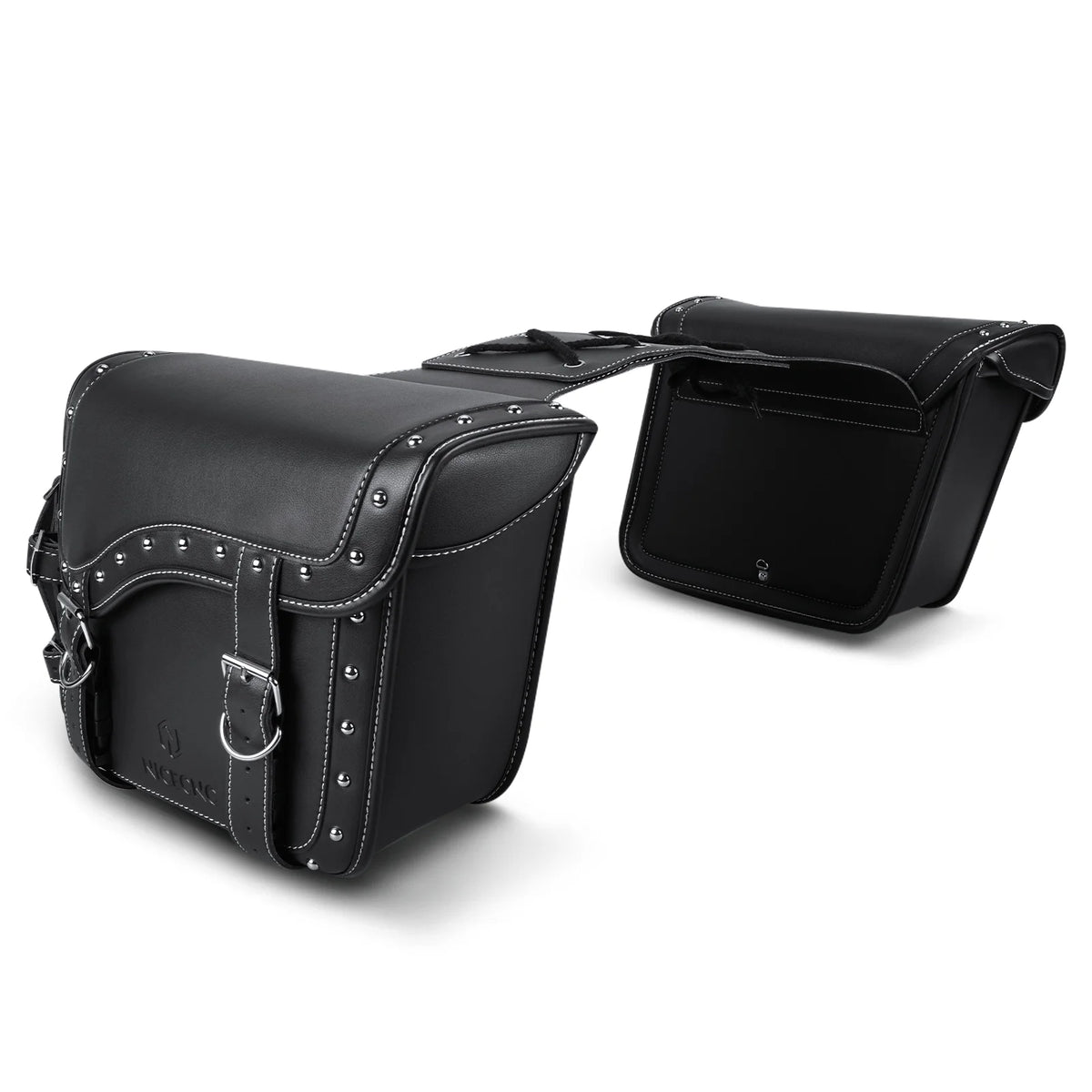 Large Black PU Leather Saddlebags 35L with Cup Holder T869