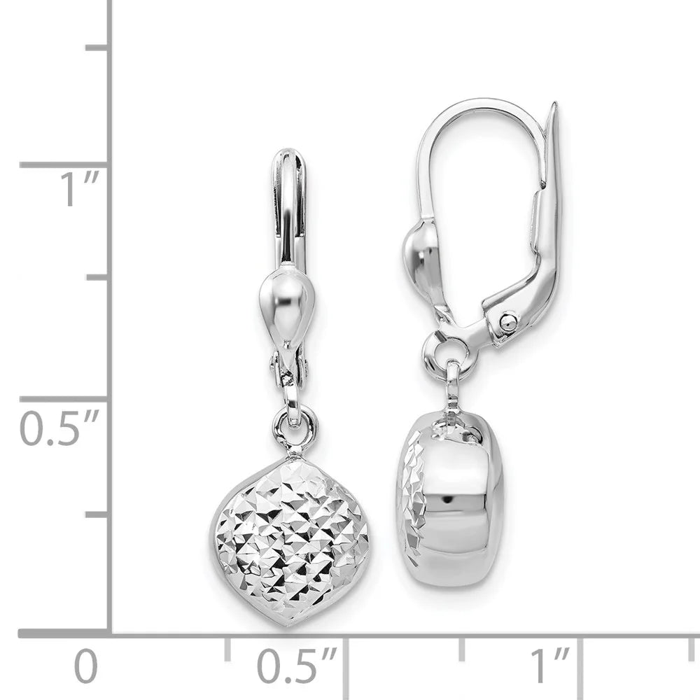 14 Karat White Gold Diamond-cut Dangle Leverback Earrings B512521