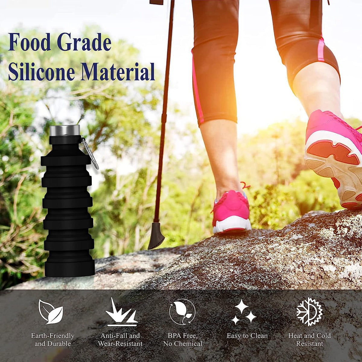 2 Pack Collapsible Silicone Water Bottle F4401