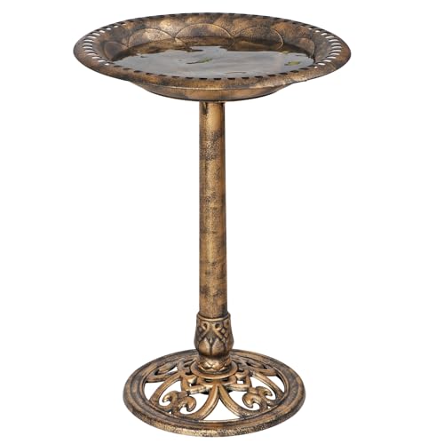 Antique Green Resin Pedestal Bird Bath H67650