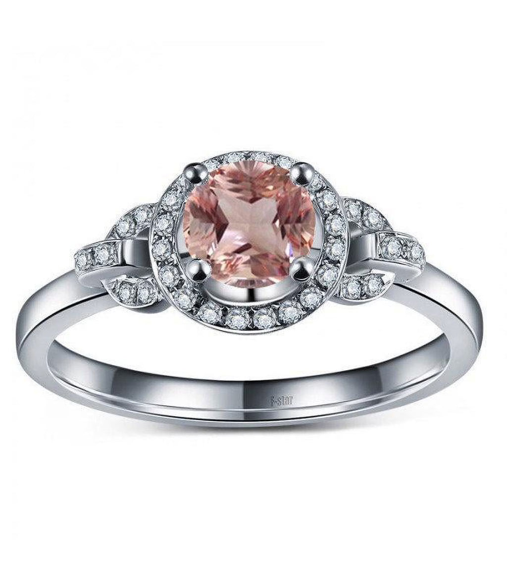 14K White Gold Morganite And Diamond Moissanite Engagement Ring C295277