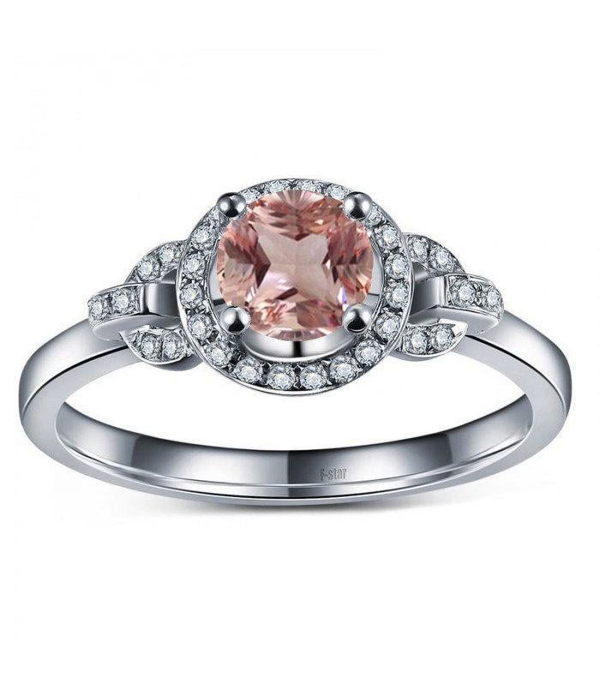 14K White Gold Morganite And Diamond Moissanite Engagement Ring C295277
